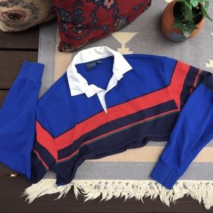 Vintage Cropped & Striped Pullover Top